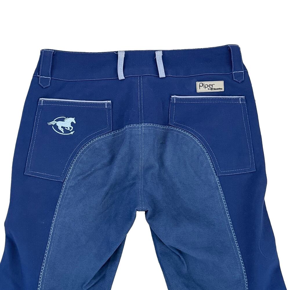 Piper SmartPak Cadet Wedge Blue Knee Patch Equestrian Riding Breeches Horse 28L